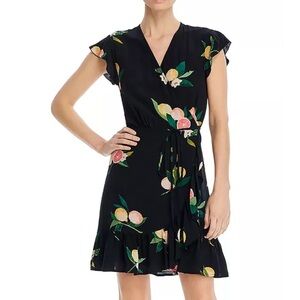 Rails Womens Koreen Black Summer Short Floral Wrap Dress NWT size medium